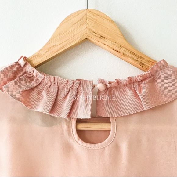 Zara Couture Silk Ruffle Sleeveless Top Dusty Rose - Picture 3 of 11